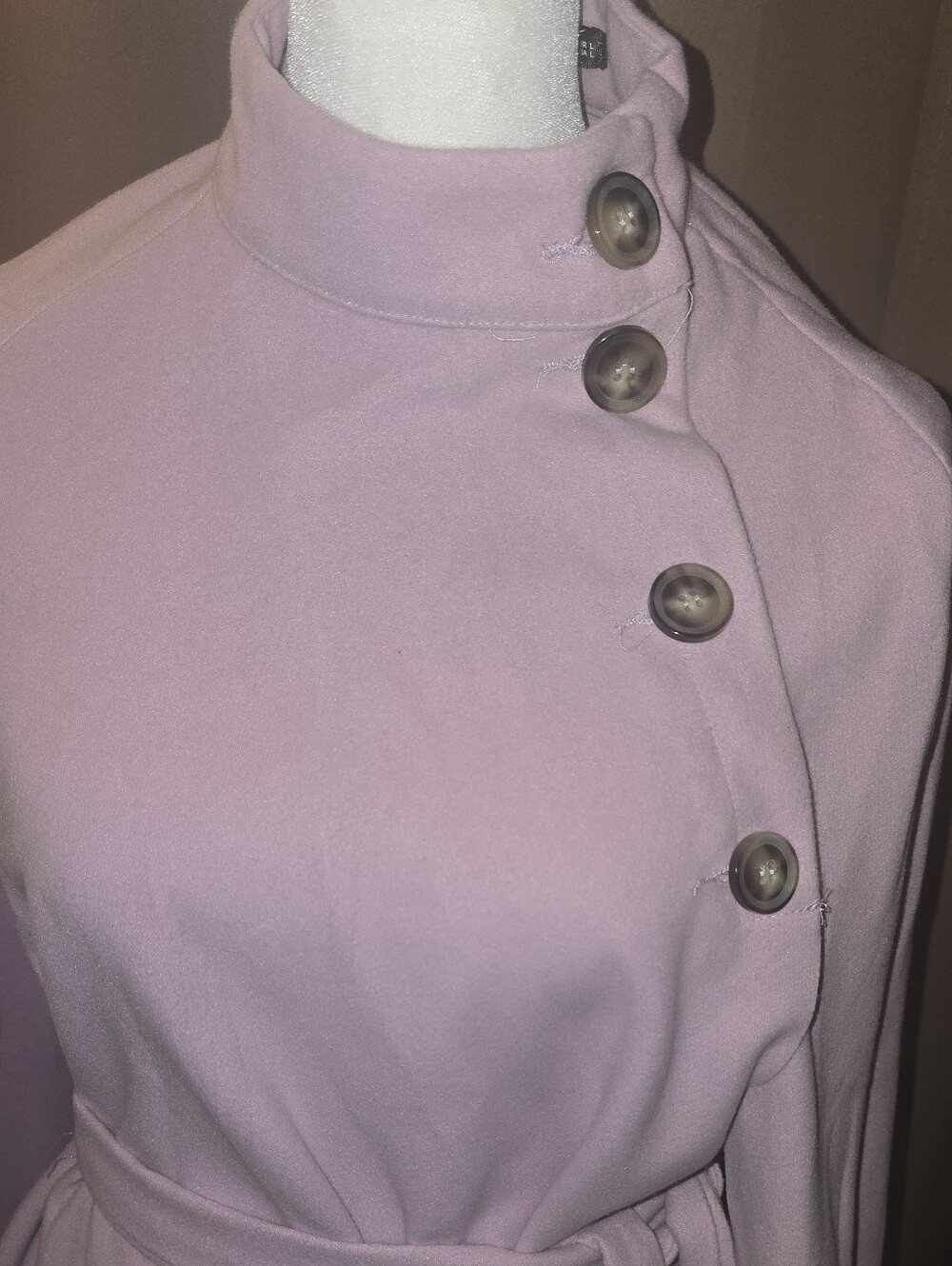 Lavender Belted Mock-Neck Poncho - Picture 3 of 5